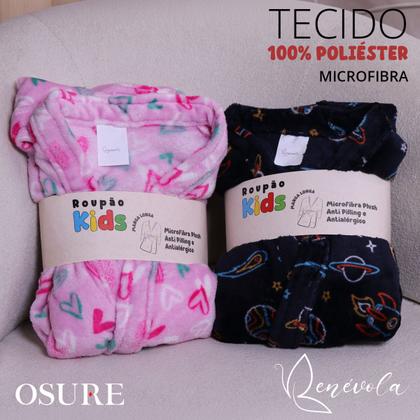Imagem de Roupão Infantil Benévola Quentinho Inverno Microfibra Aveludado Super Macio Conforto Meninos e Meninas