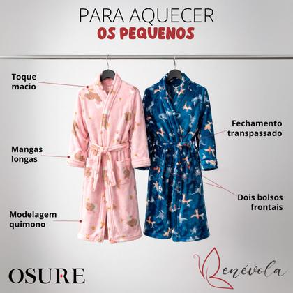 Imagem de Roupão Infantil Benévola Quentinho Inverno Microfibra Aveludado Super Macio Conforto Meninos e Meninas