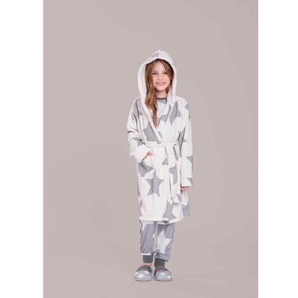 Imagem de Roupao Infantil Fleece Lua Lua Starry Estrelas Branco