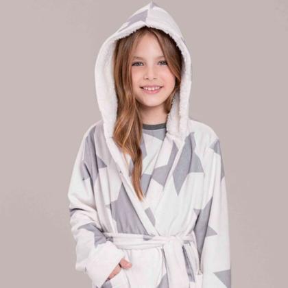 Imagem de Roupao Infantil Fleece Lua Lua Starry Estrelas Branco