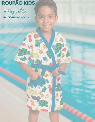 Imagem de Roupão Infantil Menino Algodão Banho Piscina 08 A 12 Anos Kids