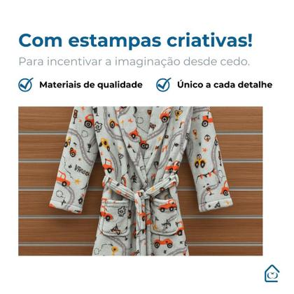 Imagem de Roupão Infantil Menino e Menina Microfibra Plush Frio Inverno Super Macio Com Bolso Várias Estampas