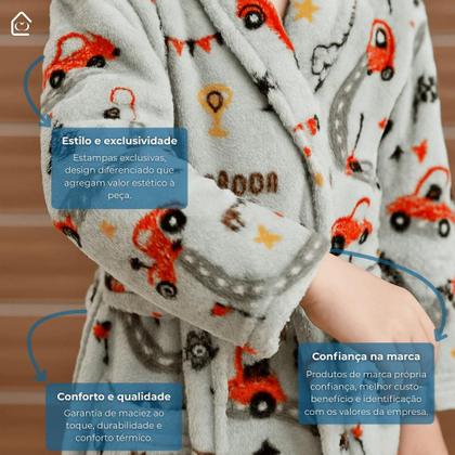 Imagem de Roupão Infantil Menino e Menina Microfibra Plush Frio Inverno Super Macio Com Bolso Várias Estampas