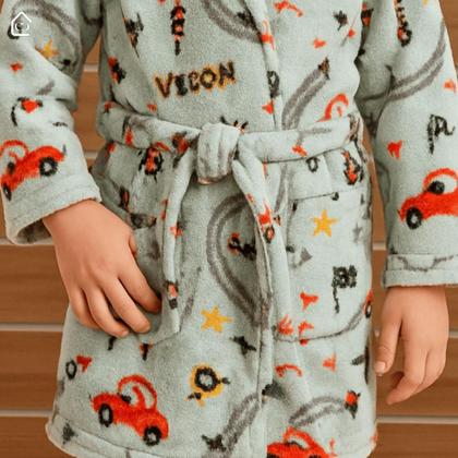 Imagem de Roupão Infantil Menino e Menina Microfibra Plush Frio Inverno Super Macio Com Bolso Várias Estampas