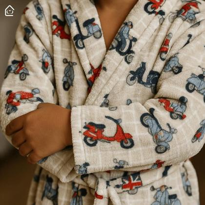 Imagem de Roupão Infantil Menino e Menina Microfibra Plush Frio Inverno Super Macio Com Bolso Várias Estampas
