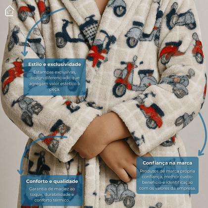 Imagem de Roupão Infantil Menino e Menina Microfibra Plush Frio Inverno Super Macio Com Bolso Várias Estampas