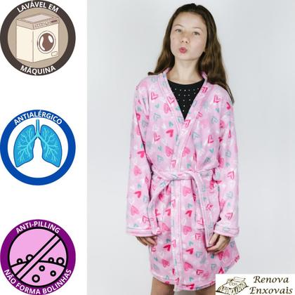 Imagem de Roupão Infantil Microfibra de Banho Menino ou Menina Feminino ou Masculino Estampado Quimono - 4 a 12 anos - de Frio para o Inverno