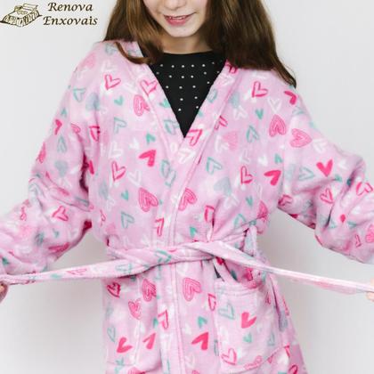 Imagem de Roupão Infantil Microfibra de Banho Menino ou Menina Feminino ou Masculino Estampado Quimono - 4 a 12 anos - de Frio para o Inverno