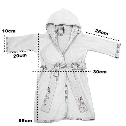 Imagem de Roupão Infantil Tecebem Com Capuz Malha Carlota Plush Atoalhado Branco