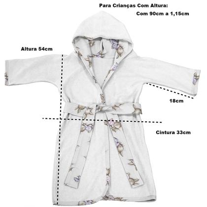 Imagem de Roupão Infantil Tecebem Com Capuz Malha Meg Plush Atoalhado Branco