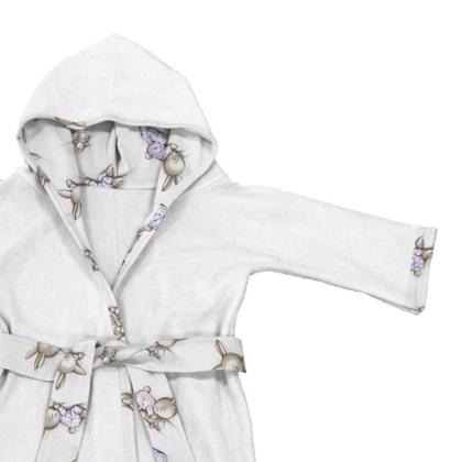 Imagem de Roupão Infantil Tecebem Com Capuz Malha Meg Plush Atoalhado Branco