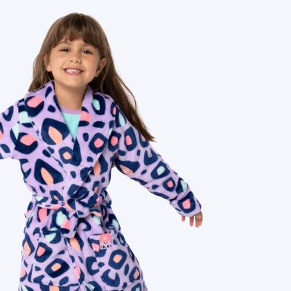 Imagem de Roupão Manga Longa Soft Onça Infantil Menina Puket 030402861
