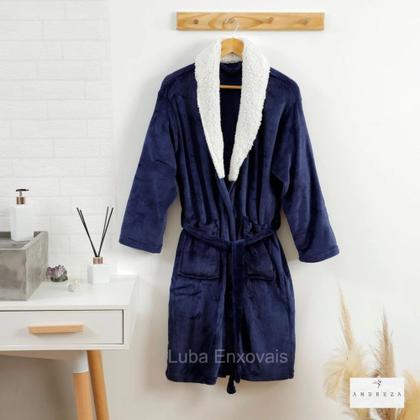Imagem de Roupão Microfibra Com Gola De Sherpa Felpudo de Inverno - P ao XGG - Andreza Enxovais