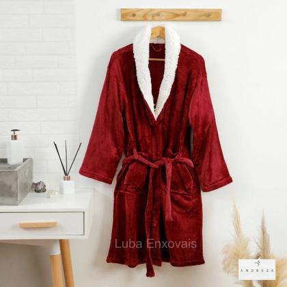 Imagem de Roupão Microfibra Com Gola De Sherpa Felpudo de Inverno - P ao XGG - Andreza Enxovais