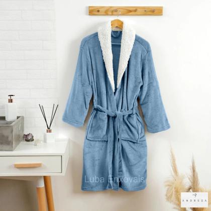 Imagem de Roupão Microfibra Com Gola De Sherpa Felpudo de Inverno - P ao XGG - Andreza Enxovais