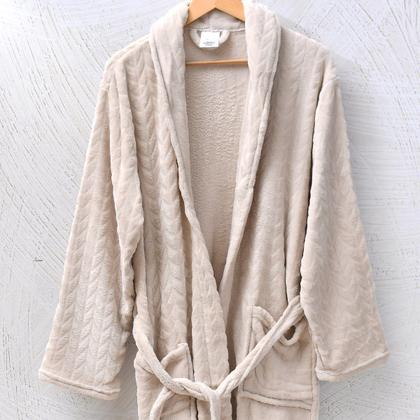 Imagem de Roupão Microfibra Flannel P Extra Macio Cinza Rock - Tessi