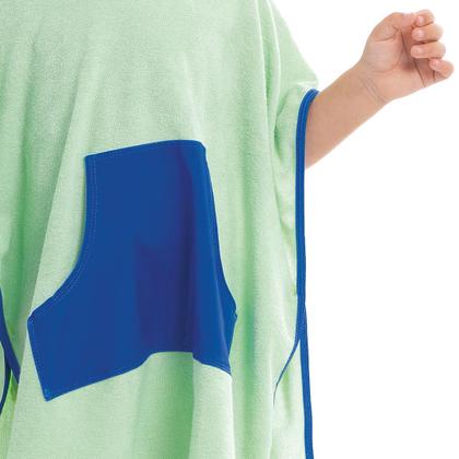 Imagem de Roupão Poncho Bebê Atoalhado com Capuz Verde Claro Cecí