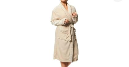 Imagem de Roupão Velour Cor Bege Tecido Flannel Neo Clássico 100% Poliéster