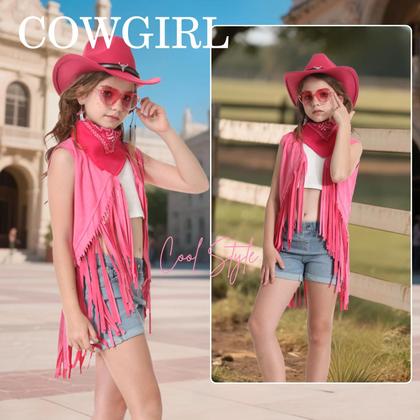 Imagem de Roupas de cowgirl Dwieey para meninas e crianças, 6 peças de Halloween 11-12 T