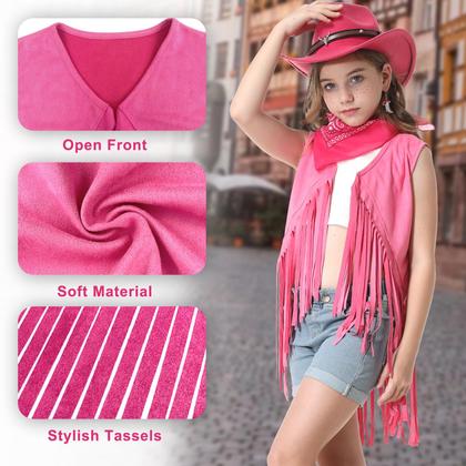 Imagem de Roupas de cowgirl Dwieey para meninas e crianças, 6 peças de Halloween 11-12 T