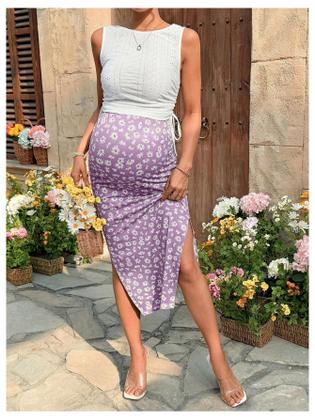 Imagem de Roupas de maternidade Milumia Eyelet, regata franzida com saia floral