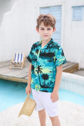 Imagem de Roupas havaianas combinando: pai cromoncente, filho, mãe e filha