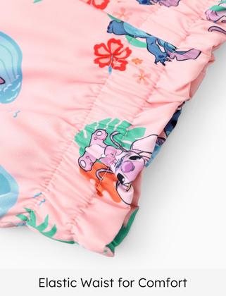 Imagem de Roupas infantis Disney Lilo & Stitch de 2 peças para meninas, conjunto curto Stitch Girl sem mangas e calças elásticas, 2 peças, conjuntos de roupas de verão, uso diário casual, azul claro, 4-5 anos