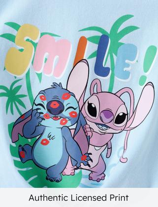 Imagem de Roupas infantis Disney Lilo & Stitch de 2 peças para meninas, conjunto curto Stitch Girl sem mangas e calças elásticas, 2 peças, conjuntos de roupas de verão, uso diário casual, azul claro, 4-5 anos