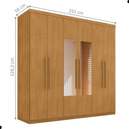 Imagem de Roupeiro 6 Portas com Espelho Piauí Naturalle