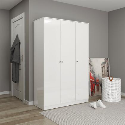 Imagem de Roupeiro Branco com 3 Portas 2 Cabideiros 112x175cm Branco 6503