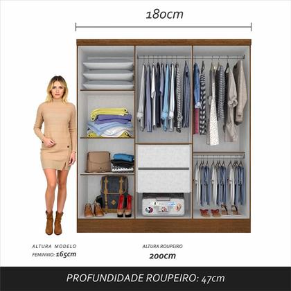 Imagem de Roupeiro Casal 6 Pts Ripado Com Espelho Camille Freijó/preto Fos - M.a