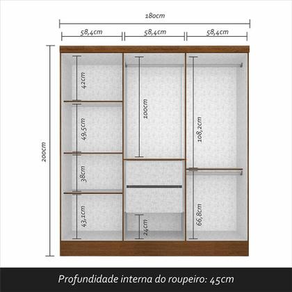 Imagem de Roupeiro Casal 6 Pts Ripado Com Espelho Camille Freijó/preto Fos - M.a