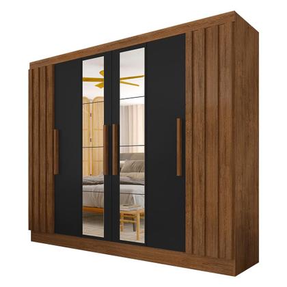 Imagem de Roupeiro Casal 6 Pts Ripado Com Espelho Camille Freijó/preto Fos - M.a