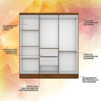 Imagem de Roupeiro Casal 6 Pts Ripado Com Espelho Camille Freijó/preto Fos - M.a