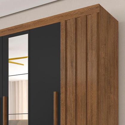 Imagem de Roupeiro Casal 6 Pts Ripado Com Espelho Camille Freijó/preto Fos - M.a