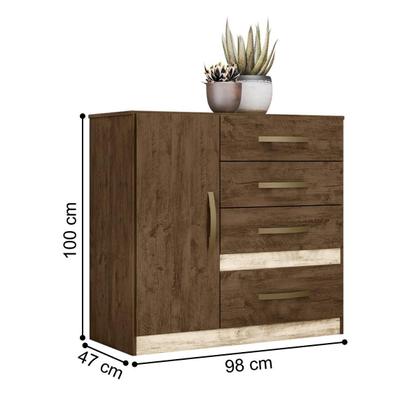 Imagem de Roupeiro com Espelho e Cômoda Volterra Freijo Off White