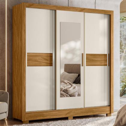 Imagem de Roupeiro de Casal com Espelho Doha Freijó Off White