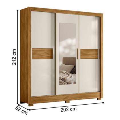 Imagem de Roupeiro de Casal com Espelho Doha Freijó Off White