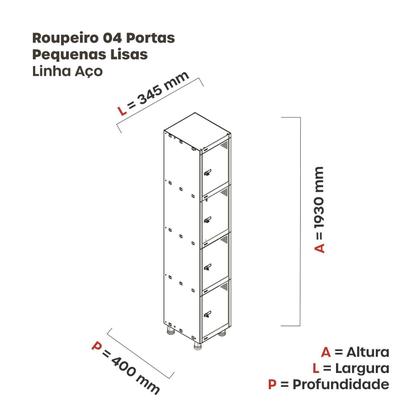 Imagem de Roupeiro em Aço Mt 1v 4 Portas - Pitão Preto/Azul Delrei