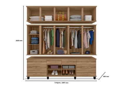 Roupeiro / Guarda Roupas DIAM Triplex 2.40m Com Espelho Casal