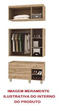 Imagem de Roupeiro / Guarda Roupas EL Triplex Com Espelho 3 Portas + 4 Gavetas Sendo 1 Com Chave Cor Canelato