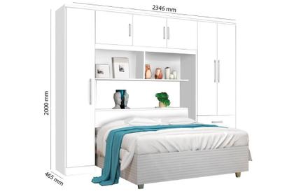 Imagem de Roupeiro Modulado Com Cabeceira Báu CAN 2.34m Casal Com Amplo Espaço Interno e Nichos Externos Para Decoração Cor Branco