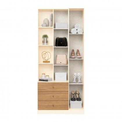 Imagem de Roupeiro Multiuso Doha 02 Portas 03 Gavetas Off White/Nature Henn