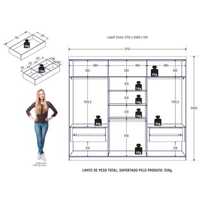 MIREY増力サイズセット Roupeiro New Monumental 6 Portas 4 Gavetas - Zanzini - Guarda