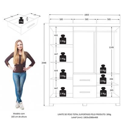 Imagem de Roupeiro Primordial Max 6 Portas 2 Gavetas
