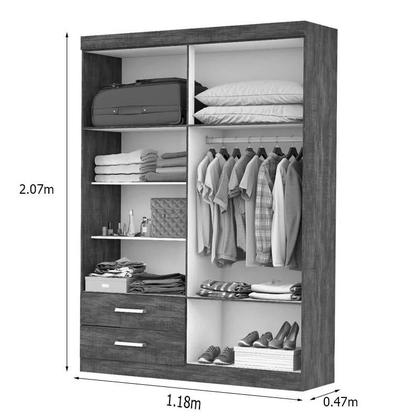 Imagem de Roupeiro solteiro hércules 04 portas 02 gavetas com espelho e pés larg. 1.18m - carioca