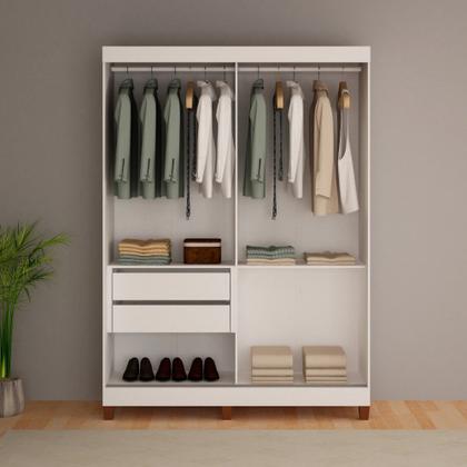 Imagem de Roupeiro União 2 Portas de Correr e 2 Gavetas em MDF com Espelhos e Pés Tuboarte