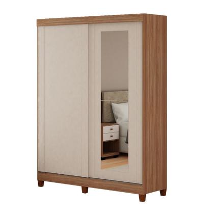 Imagem de Roupeiro União 2 Portas de Correr e 2 Gavetas em MDF com Espelhos e Pés Tuboarte