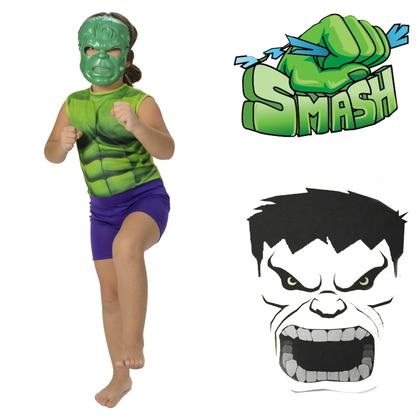Imagem de Roupinha Para Crianças De Super Herói Hulk Com Mascara