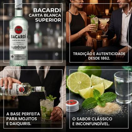 Imagem de Rum Bacardí Carta Blanca Branco 980ml para Drinks e Coquetéis